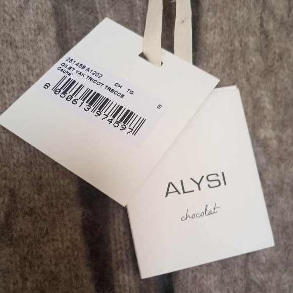 Alysi Soft Shortsleeved Cable-knit Cardigan, Beige, Size S - Picture 5 of 15